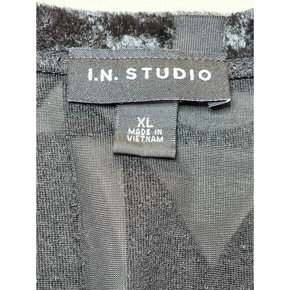 IN Studio Vintage Black Velvet Shrug Kimono Burnout size XL - Picture 8 of 9